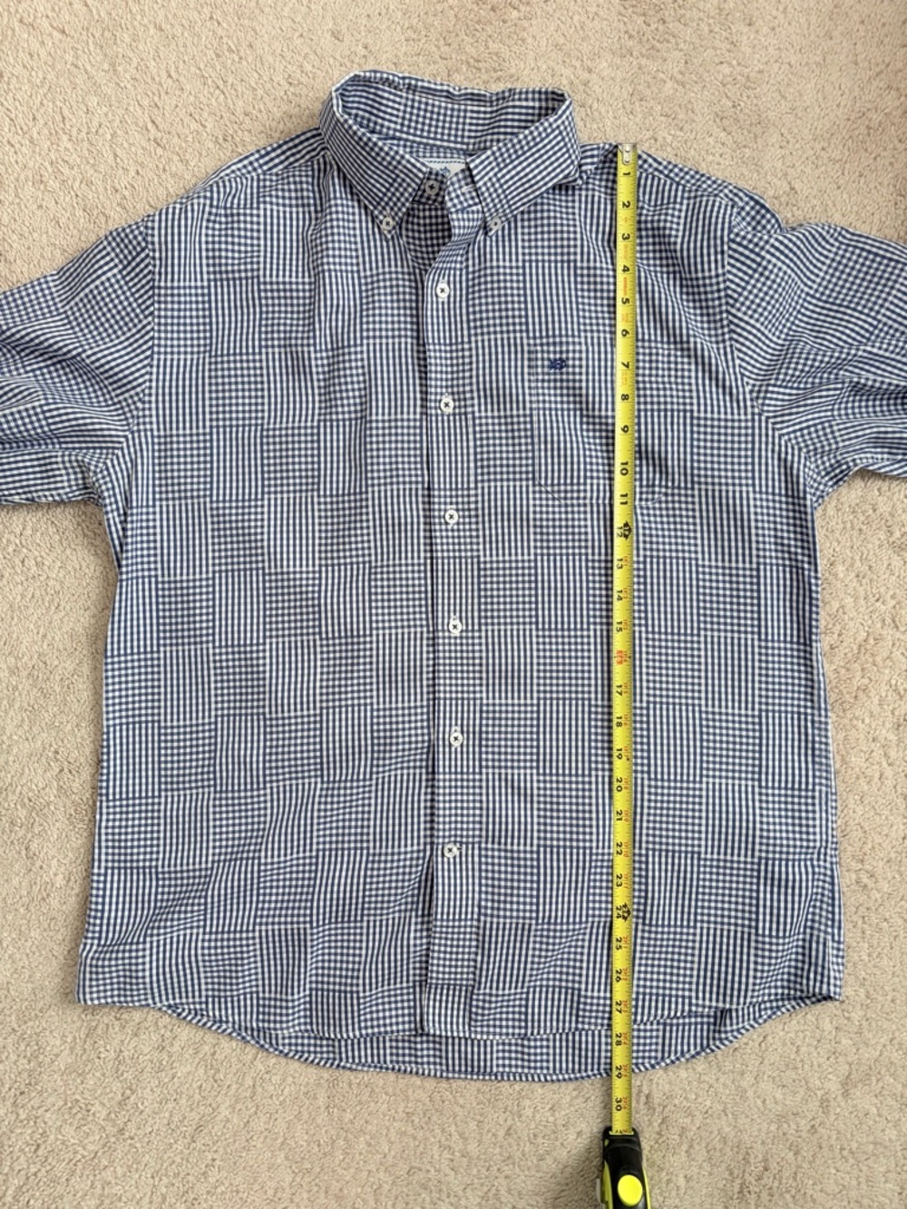 Southern Tide Shirt Men's Size XL Blue White Gingham Trim Fit Button Down - Picture 7 of 8